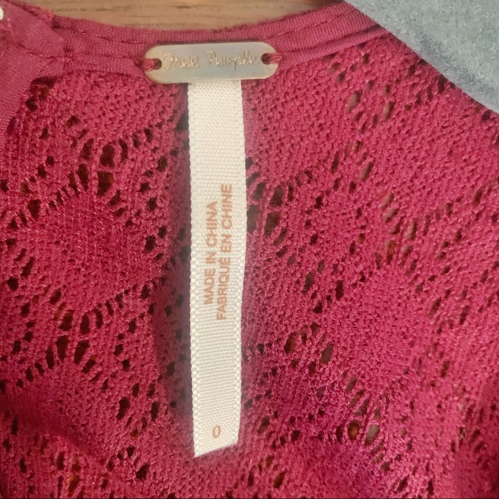 Free people burgundy lace skater dress - size 0 - Picture 4 of 4